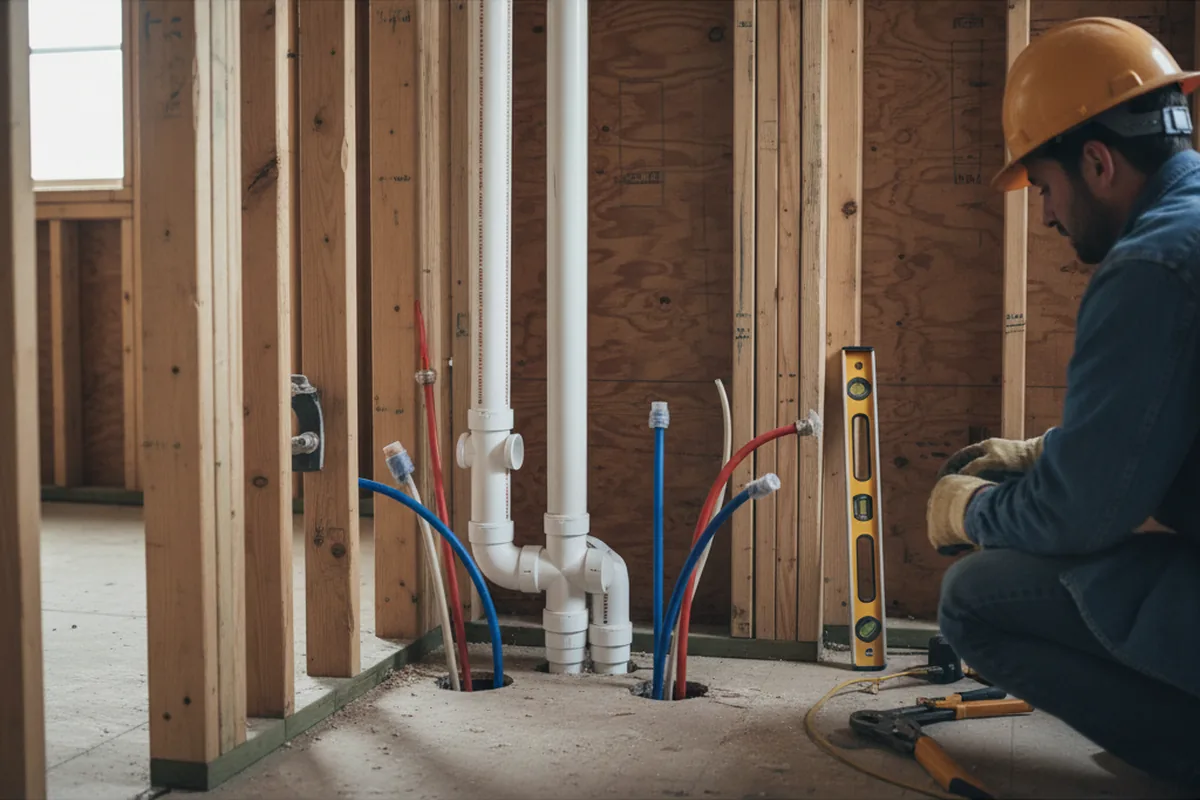 Drain and supply rough-in during Garbage Disposal Repair in Elton